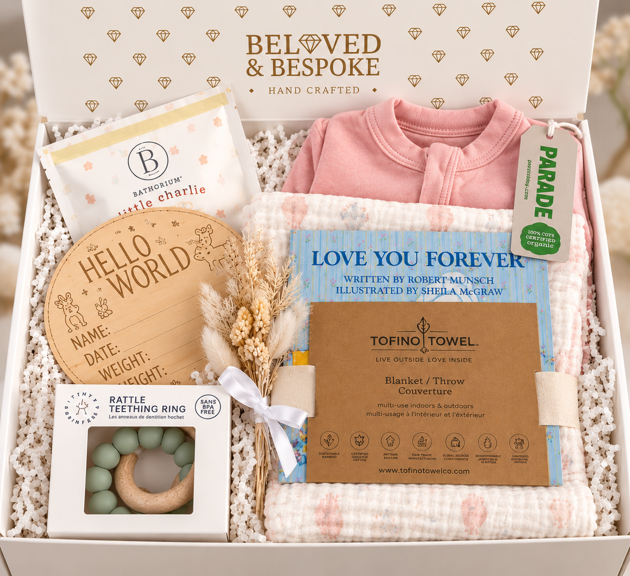 Welcome Baby Gift Box in pink - Beloved & Bespoke